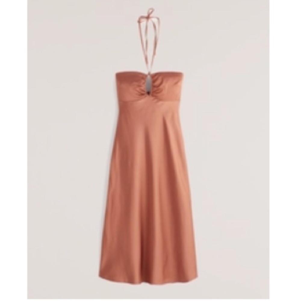 Abercrombie Halter Satin Slip Midi Dress